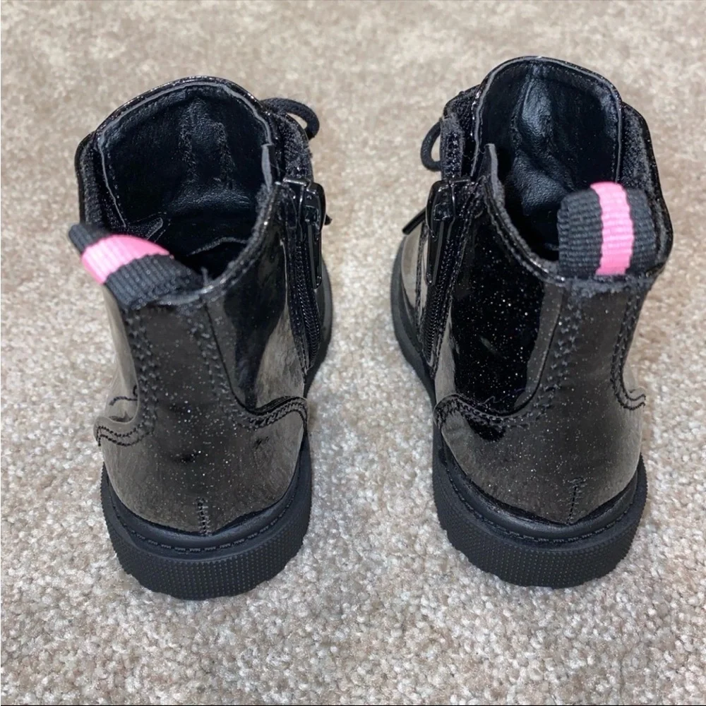 Wonder nation Black Glitter‎ Moto Boot Toddler Size 5